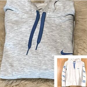 Nike Dri-Fit Cropped Light Gray Logo Hoodie Oversized Sweatshirt